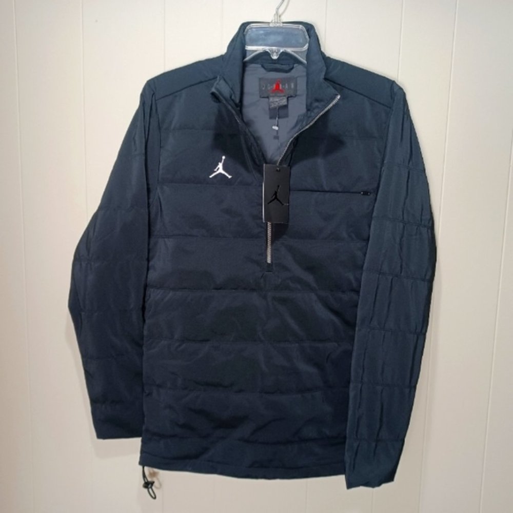 Nike Jordan 23 Sport Quilted Black Jacket 1/2 Snap Pullover Men's size XS